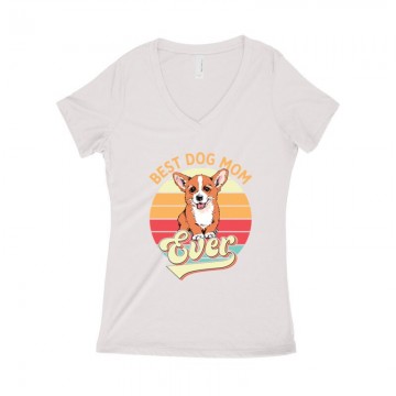 Best Dogmom Retro - Corgi Női póló V kivágott