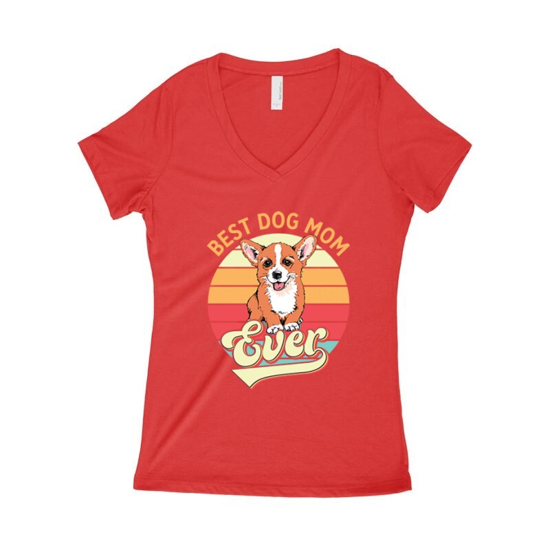 Best Dogmom Retro - Corgi Női póló V kivágott