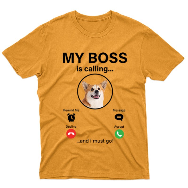 My Boss Calling Corgi Férfi póló
