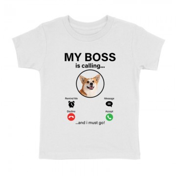 My Boss Calling Corgi Gyermek póló