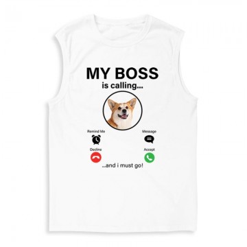 My Boss Calling Corgi Férfi Trikó