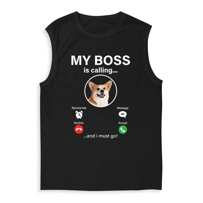 My Boss Calling Corgi Férfi Trikó