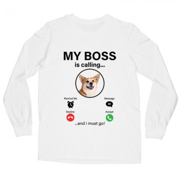 My Boss Calling Corgi Hosszú ujjú póló