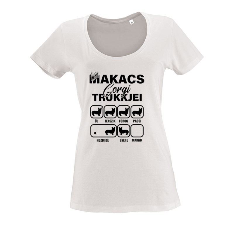 Makacs Corgi Trükkjei O nyakú női póló