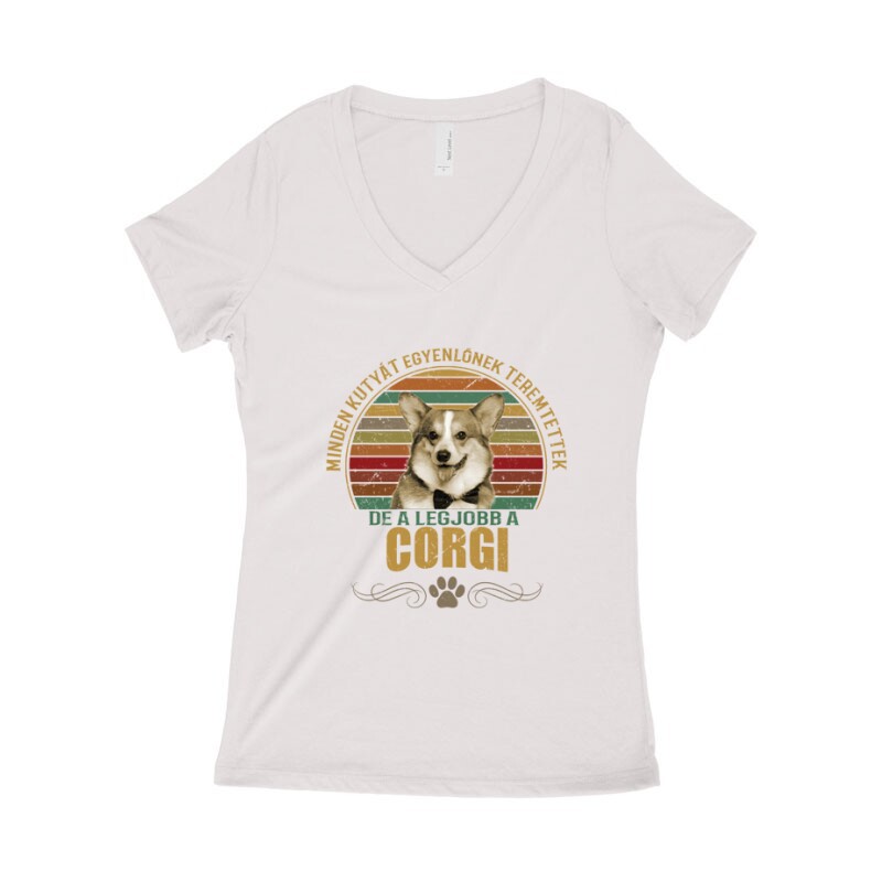 Minden Kutyát Egyenlőnek Corgi Női póló V kivágott