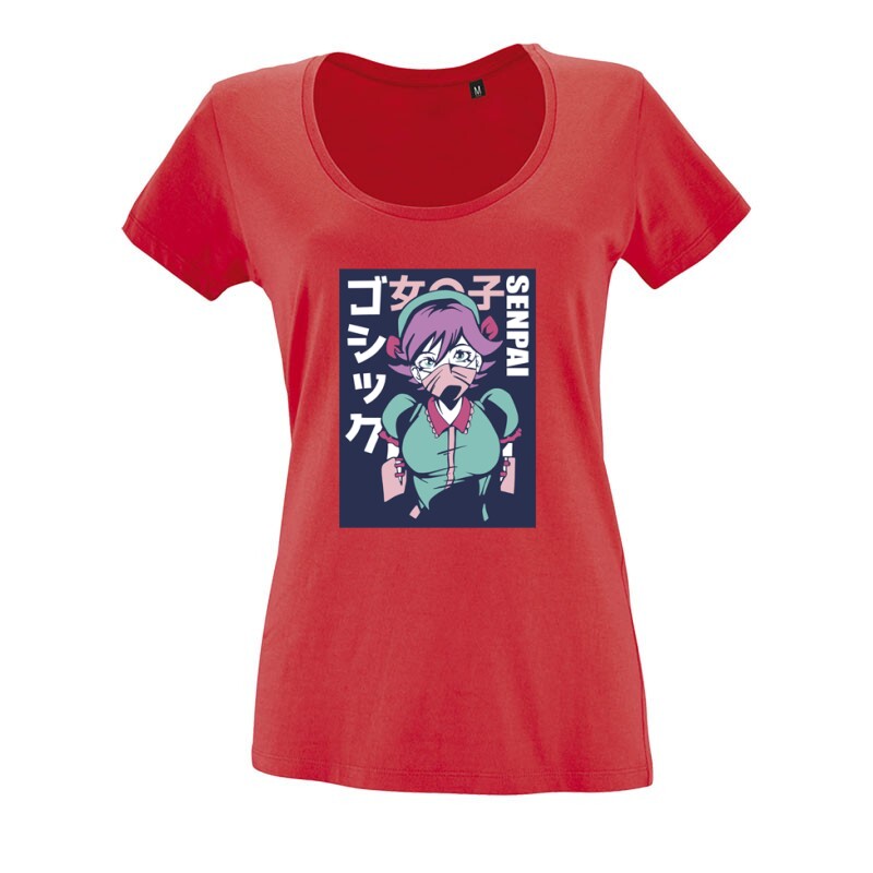 Senpai O nyakú női póló