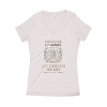 Minden Ember Egyenlőnek Születik Mérleg (09) Női póló V kivágott