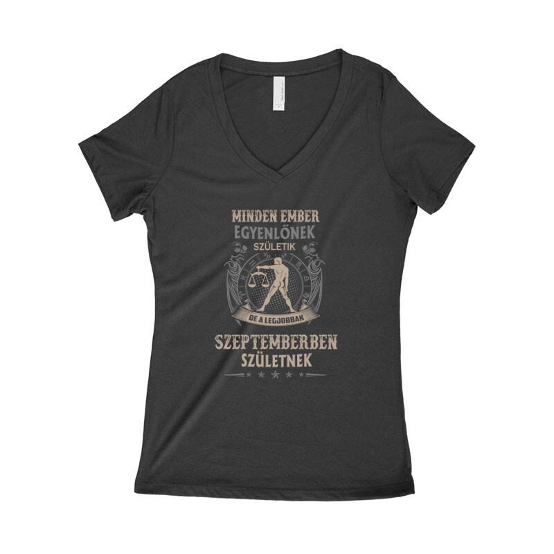 Minden Ember Egyenlőnek Születik Mérleg (09) Női póló V kivágott