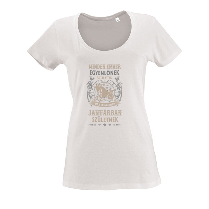 Minden Ember Egyenlőnek Születik Bak (01) O nyakú női póló