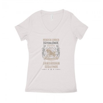 Minden Ember Egyenlőnek Születik Bak (01) Női póló V kivágott