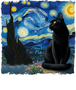 Black Cat Starry Night